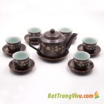 Bộ ấm chén vai vuông hoa mai trắng
