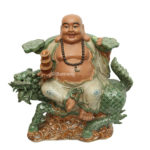 Tượng Di Lặc Ngồi Kỳ Lân – Men rạn da – màu Xanh ngọc – cao 70cm