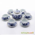 Bộ ấm chén vàng kim – Men lam cổ – Trúc lâm thất hiền
