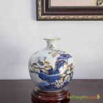 Bình hút tài lộc Sen vàng cao 34cm (vàng 18k)