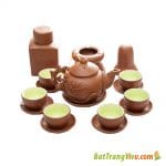 Bộ Ấm Chén Đắp Nổi – Hoa Đào – Phụ Kiện