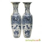 Đôi Lọ Lộc Bình Phúc Đức Cá Chép Hồ Sen Men Rạn – cao 1m75 ( tặng đế 15cm)